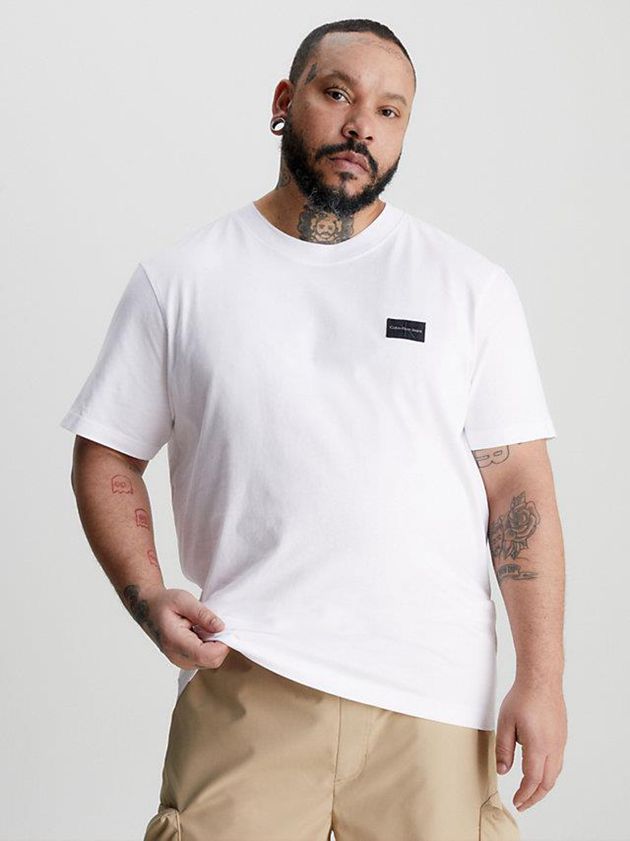 White Calvin Klein Recycled Cotton Badge Men T-Shirt | GBPZ-54683