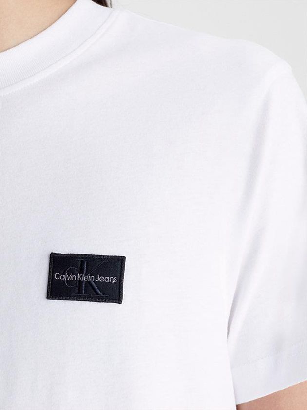 White Calvin Klein Recycled Cotton Badge Men T-Shirt | GBPZ-54683