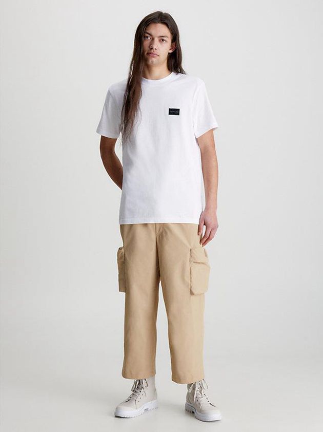 White Calvin Klein Recycled Cotton Badge Men T-Shirt | GBPZ-54683