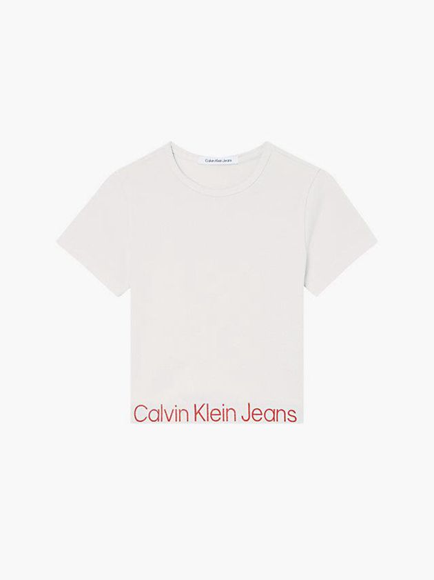 White Calvin Klein Recycled Cotton Logo Tape Women T-Shirt | FVCH-83729