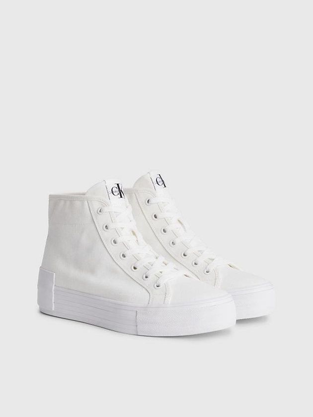 White Calvin Klein Recycled High-Top Platform Women Sneakers | CPNQ-32549