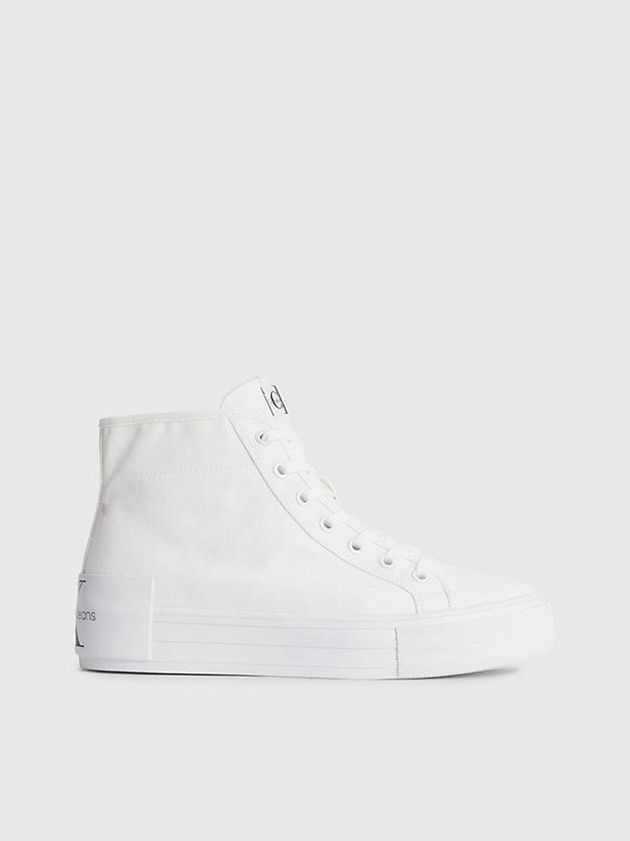 White Calvin Klein Recycled High-Top Platform Women Sneakers | CPNQ-32549
