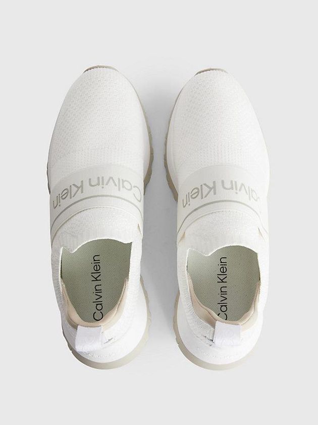 White Calvin Klein Recycled Knit Slip-On Women Sneakers | XGLE-08374