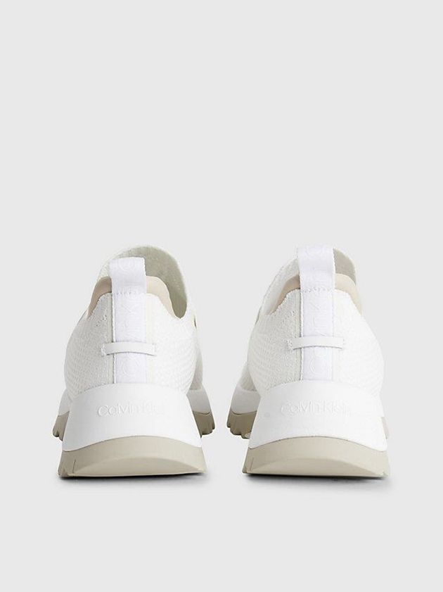 White Calvin Klein Recycled Knit Slip-On Women Sneakers | XGLE-08374