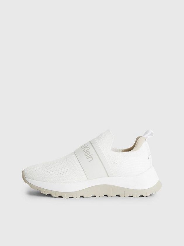 White Calvin Klein Recycled Knit Slip-On Women Sneakers | XGLE-08374