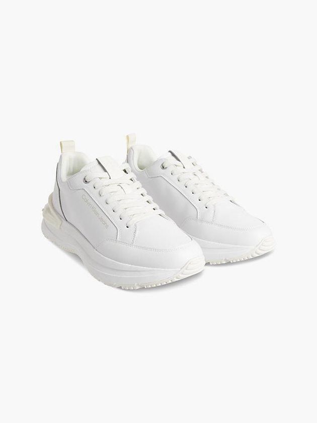 White Calvin Klein Recycled Leather Chunky Men Sneakers | VHZW-54360