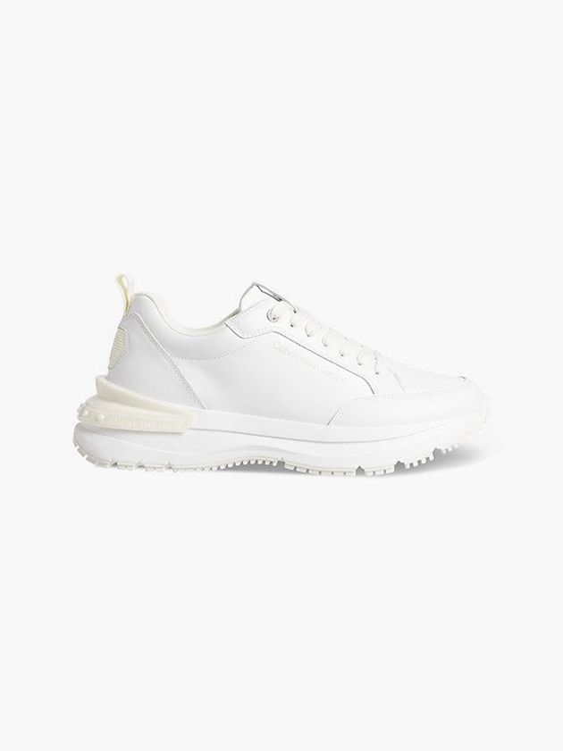 White Calvin Klein Recycled Leather Chunky Men Sneakers | VHZW-54360