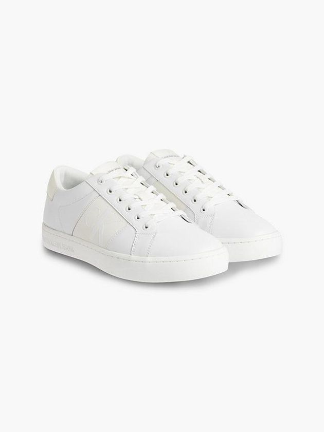 White Calvin Klein Recycled Leather Men Sneakers | UVGN-46359