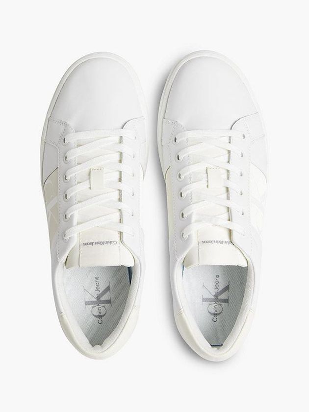 White Calvin Klein Recycled Leather Men Sneakers | UVGN-46359