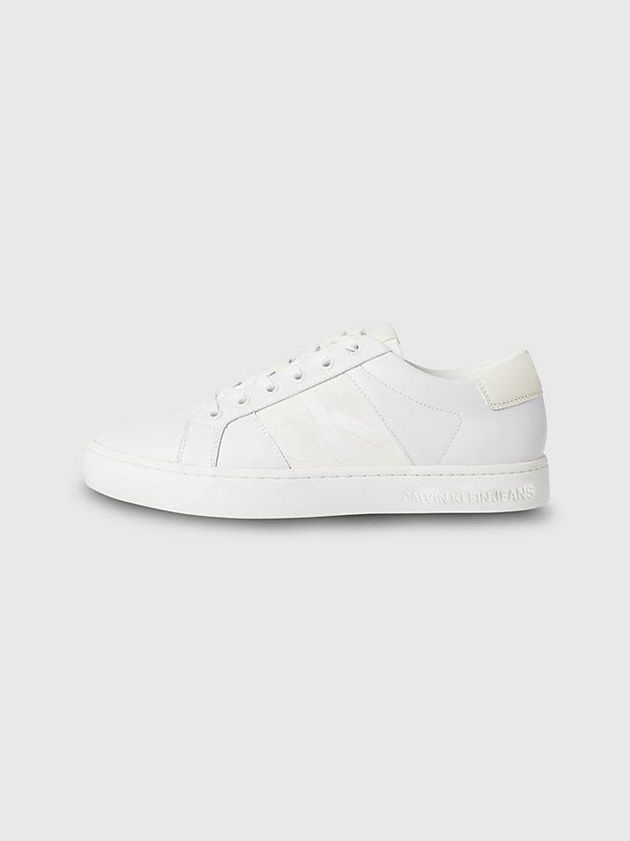 White Calvin Klein Recycled Leather Men Sneakers | UVGN-46359