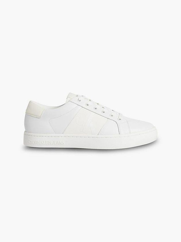 White Calvin Klein Recycled Leather Men Sneakers | UVGN-46359