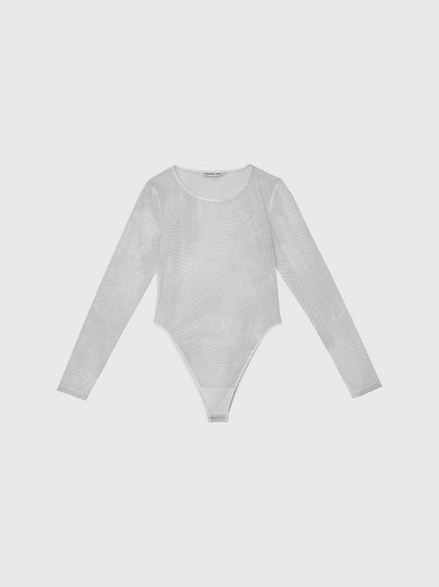 White Calvin Klein Recycled Mesh Long Sleeve Women Bodysuit | GCOU-95621