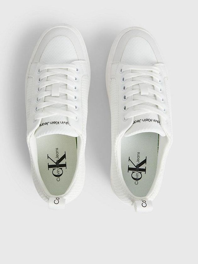 White Calvin Klein Recycled Mesh Platform Women Sneakers | HWXE-95623