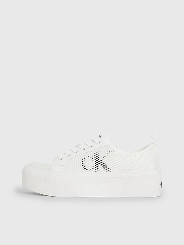 White Calvin Klein Recycled Mesh Platform Women Sneakers | HWXE-95623