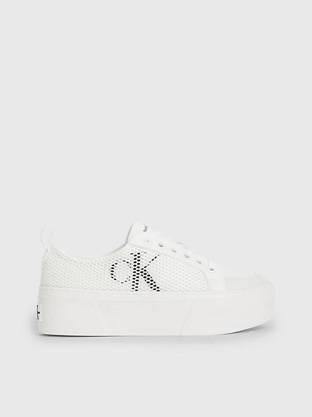 White Calvin Klein Recycled Mesh Platform Women Sneakers | HWXE-95623