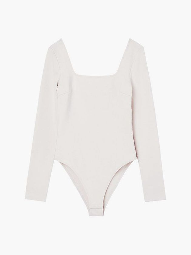 White Calvin Klein Recycled Milano Jersey Women Bodysuit | MWZV-72469