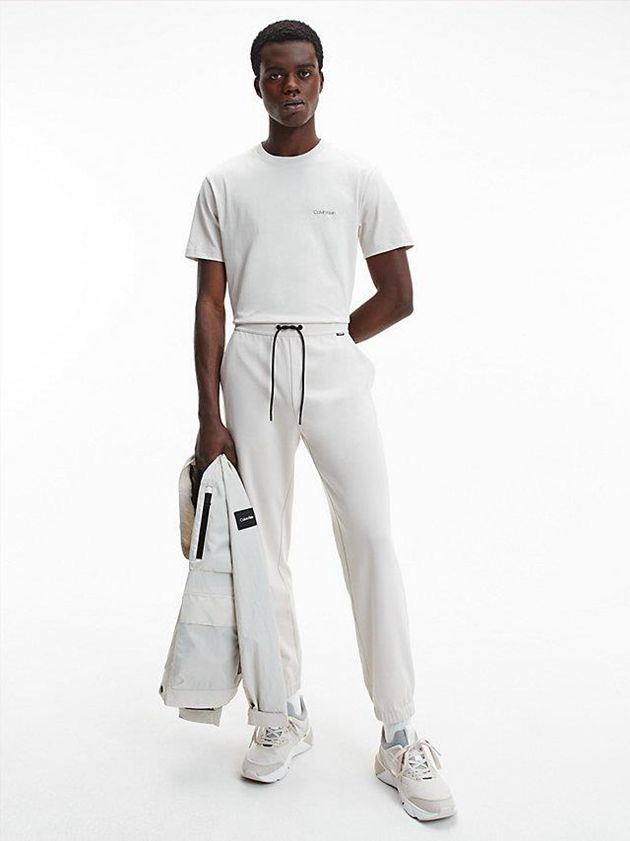White Calvin Klein Recycled Milano Jersey Men Joggers | IASJ-56328