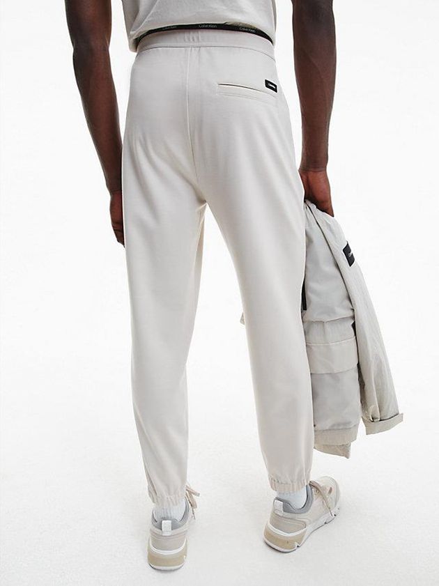 White Calvin Klein Recycled Milano Jersey Men Joggers | IASJ-56328