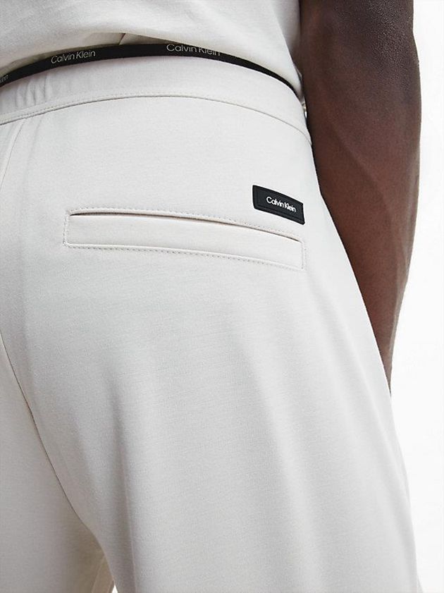 White Calvin Klein Recycled Milano Jersey Men Joggers | IASJ-56328