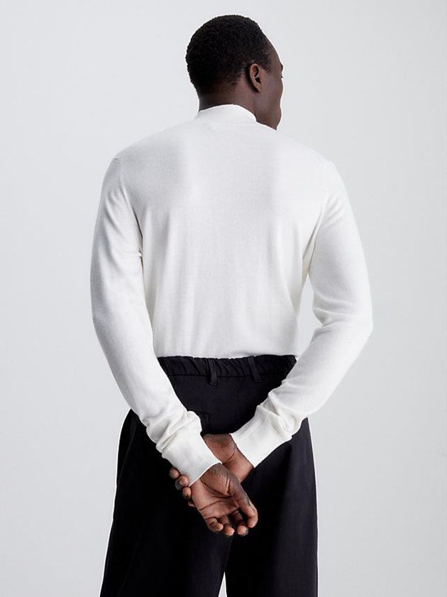 White Calvin Klein Recycled Mock Neck Jumper Men Sweater | MQCX-20619