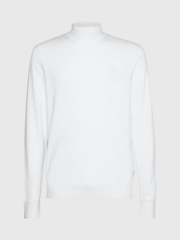 White Calvin Klein Recycled Mock Neck Jumper Men Sweater | MQCX-20619