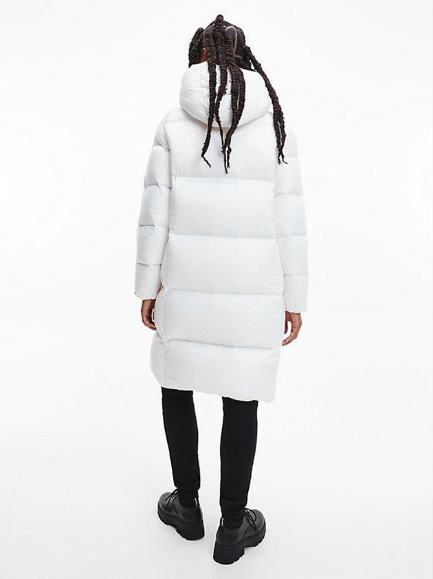 White Calvin Klein Recycled Nylon Down Puffer Women Coat | HCYP-07243
