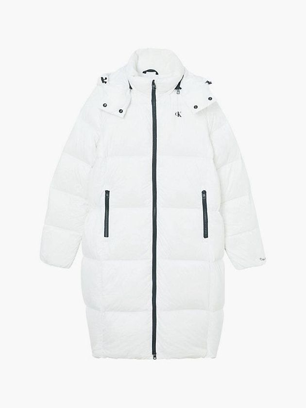 White Calvin Klein Recycled Nylon Down Puffer Women Coat | HCYP-07243