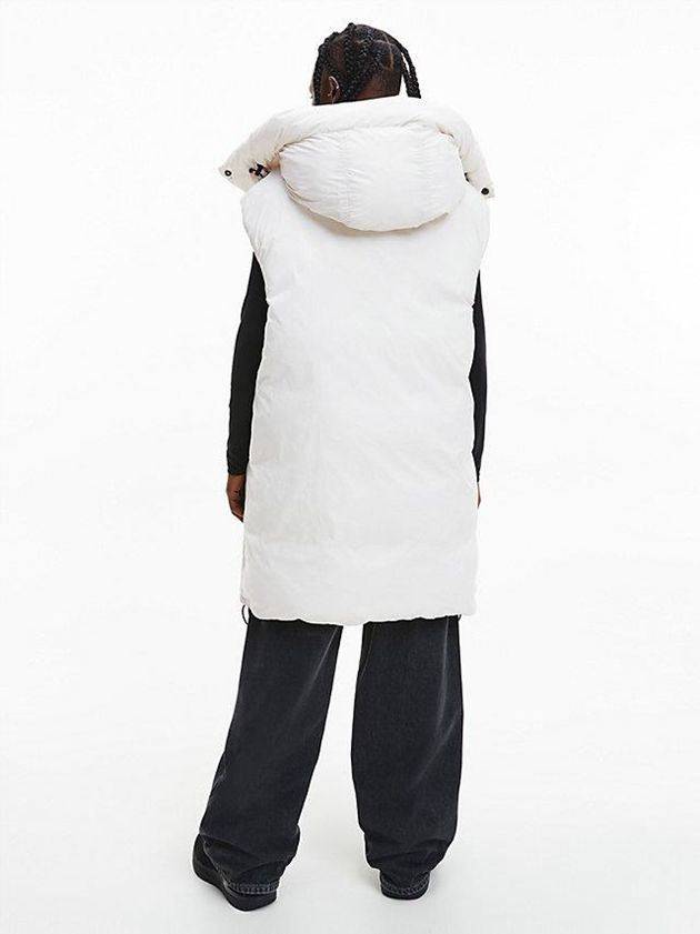 White Calvin Klein Recycled Nylon Long Padded Women Vest | PDWR-71845