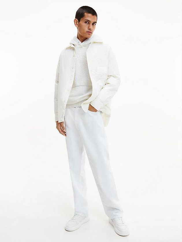 White Calvin Klein Recycled Nylon Padded Shirt Men Jacket | ROEZ-12983
