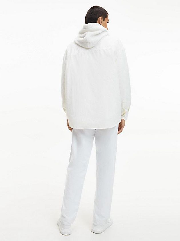 White Calvin Klein Recycled Nylon Padded Shirt Men Jacket | ROEZ-12983