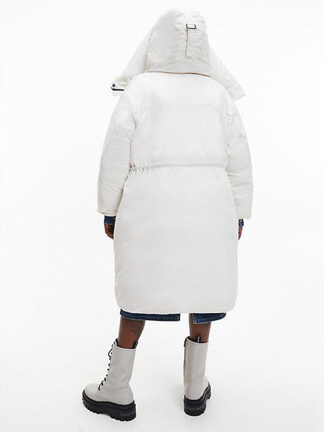 White Calvin Klein Recycled Nylon Puffer Women Coat | DACK-98412