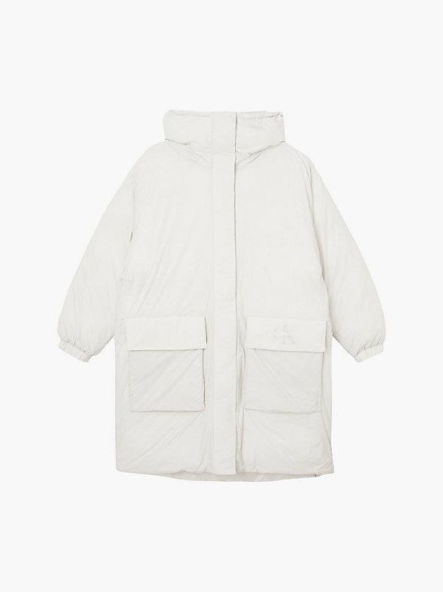 White Calvin Klein Recycled Nylon Puffer Women Coat | DACK-98412