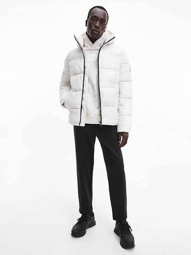 White Calvin Klein Recycled Nylon Puffer Men Jacket | EUXL-29873