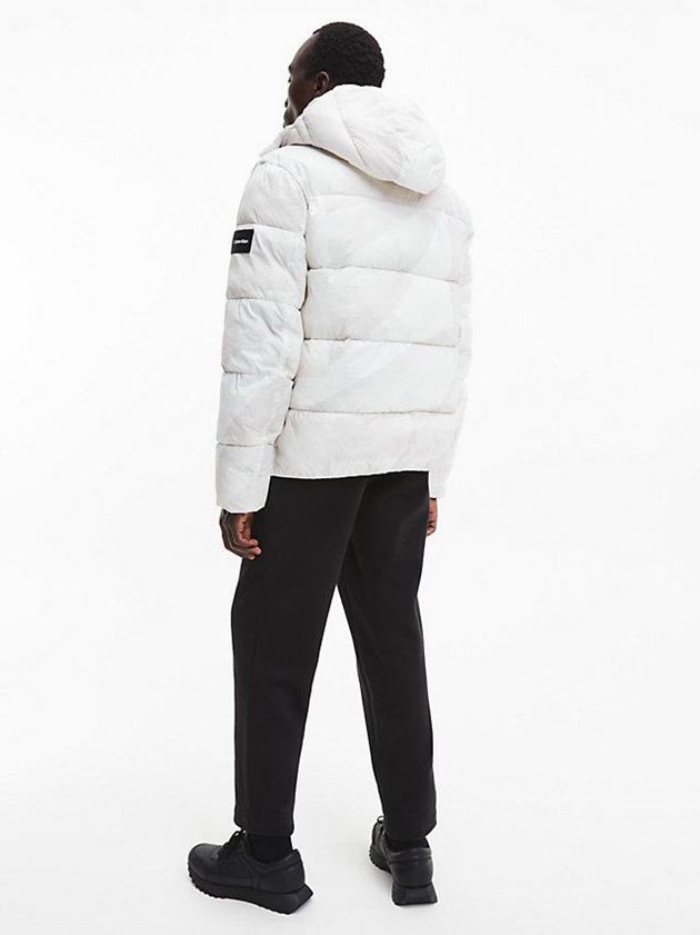 White Calvin Klein Recycled Nylon Puffer Men Jacket | EUXL-29873