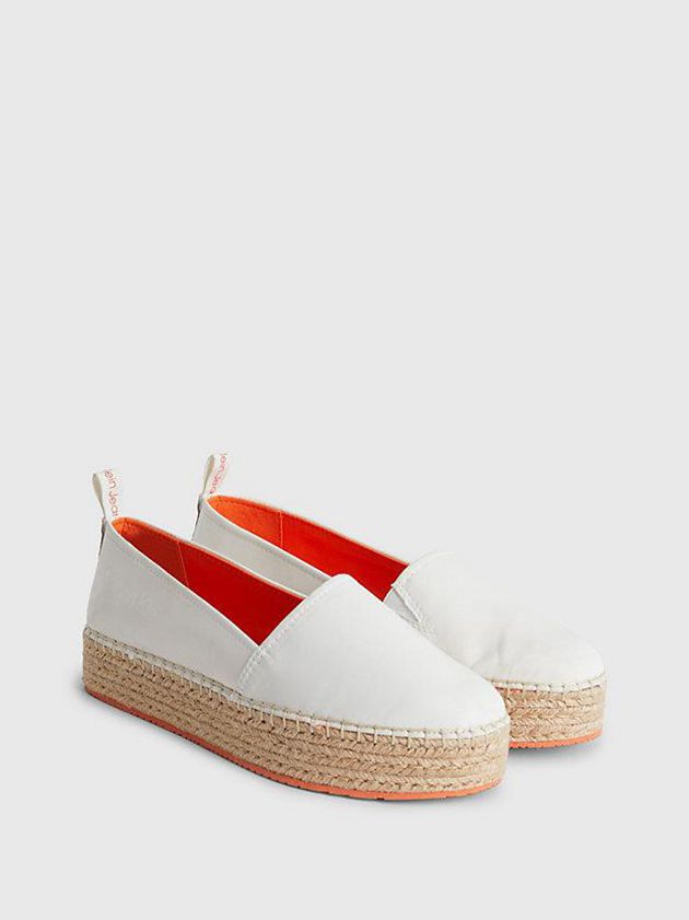 White Calvin Klein Recycled Platform Espadrilles Women Slip On | QJCA-80354
