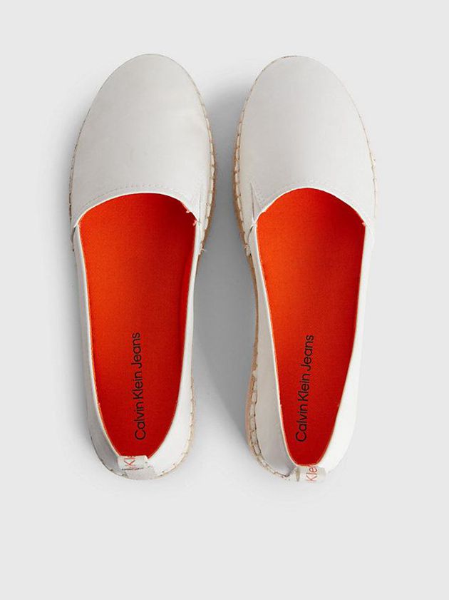 White Calvin Klein Recycled Platform Espadrilles Women Slip On | QJCA-80354