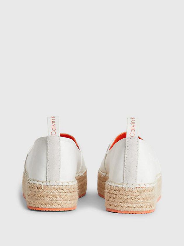 White Calvin Klein Recycled Platform Espadrilles Women Slip On | QJCA-80354