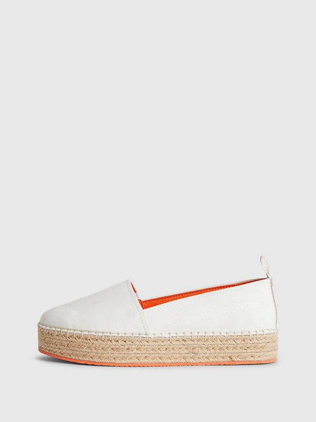 White Calvin Klein Recycled Platform Espadrilles Women Slip On | QJCA-80354