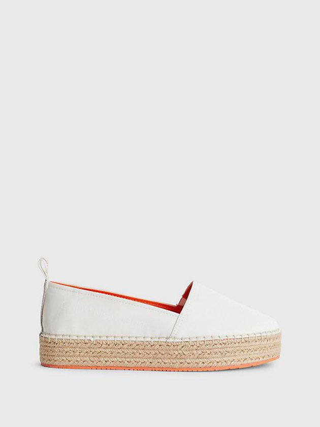 White Calvin Klein Recycled Platform Espadrilles Women Slip On | QJCA-80354
