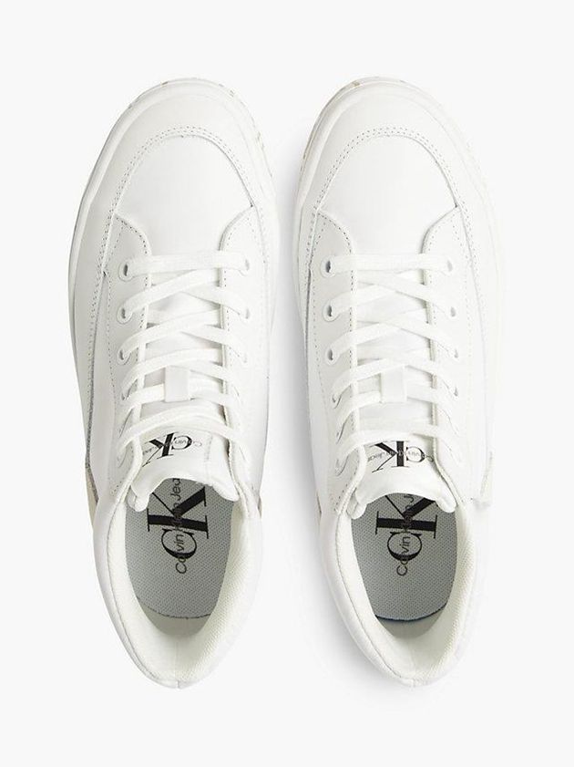 White Calvin Klein Recycled Platform Hight-Top Women Sneakers | GUIZ-72960