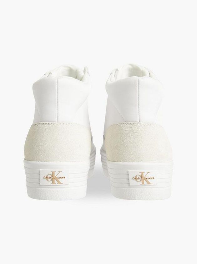 White Calvin Klein Recycled Platform Hight-Top Women Sneakers | GUIZ-72960