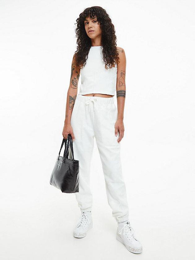 White Calvin Klein Recycled Platform Hight-Top Women Sneakers | GUIZ-72960