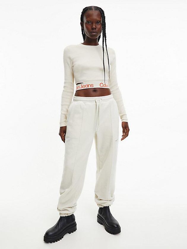 White Calvin Klein Recycled Polar Fleece Women Joggers | EFJD-95074