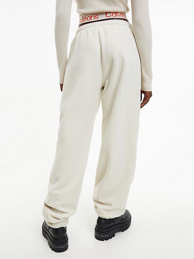 White Calvin Klein Recycled Polar Fleece Women Joggers | EFJD-95074