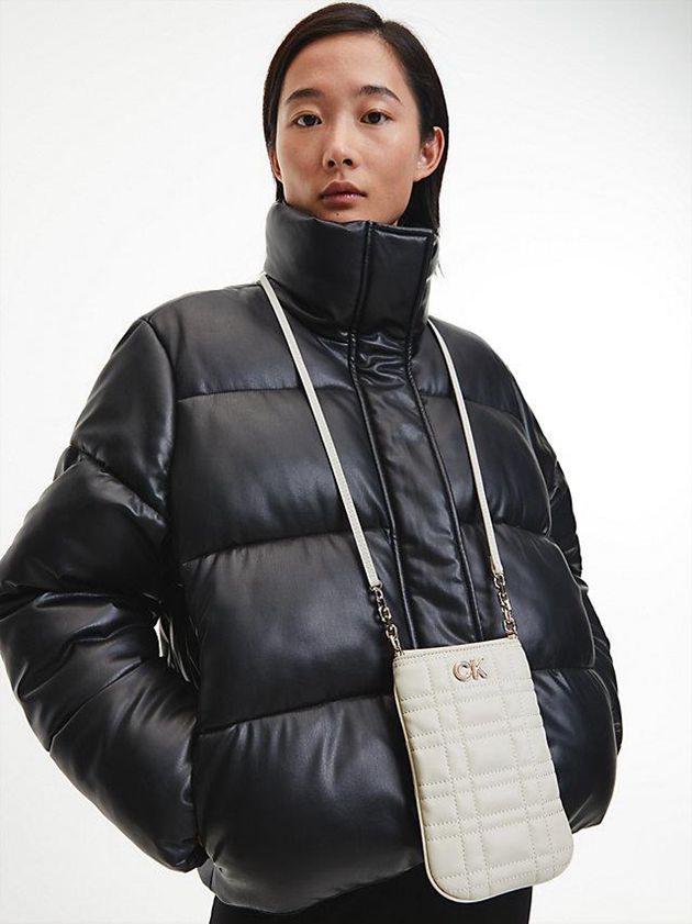 White Calvin Klein Recycled Quilted Phone Women Bags | CJKX-43682