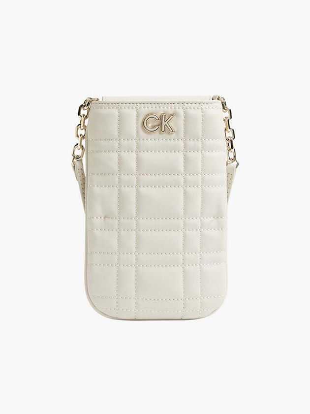 White Calvin Klein Recycled Quilted Phone Women Bags | CJKX-43682