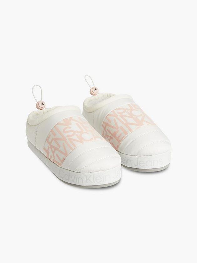 White Calvin Klein Recycled Quilted Women Slippers | JAQW-36924