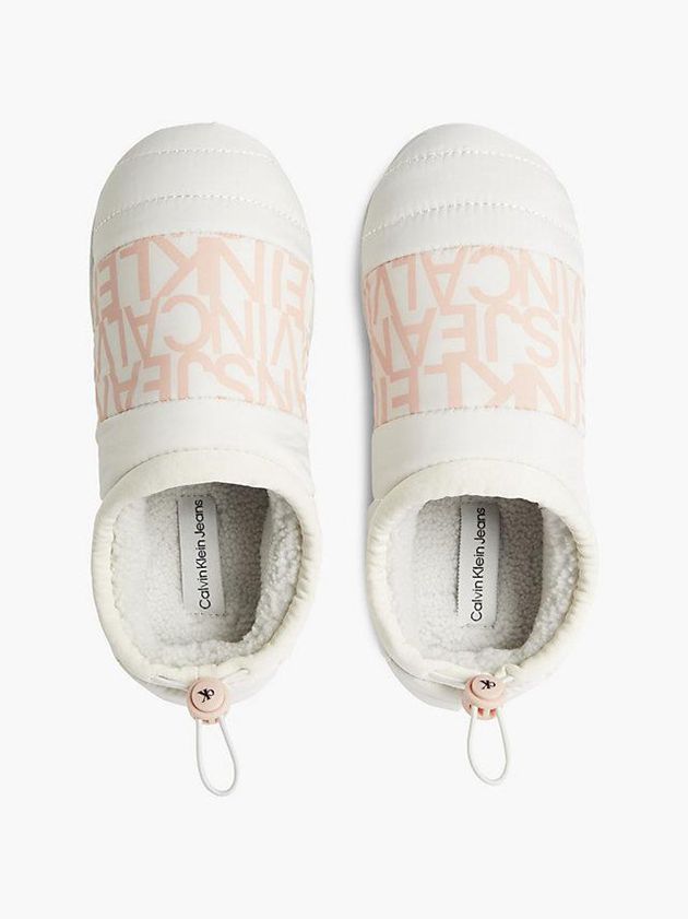 White Calvin Klein Recycled Quilted Women Slippers | JAQW-36924