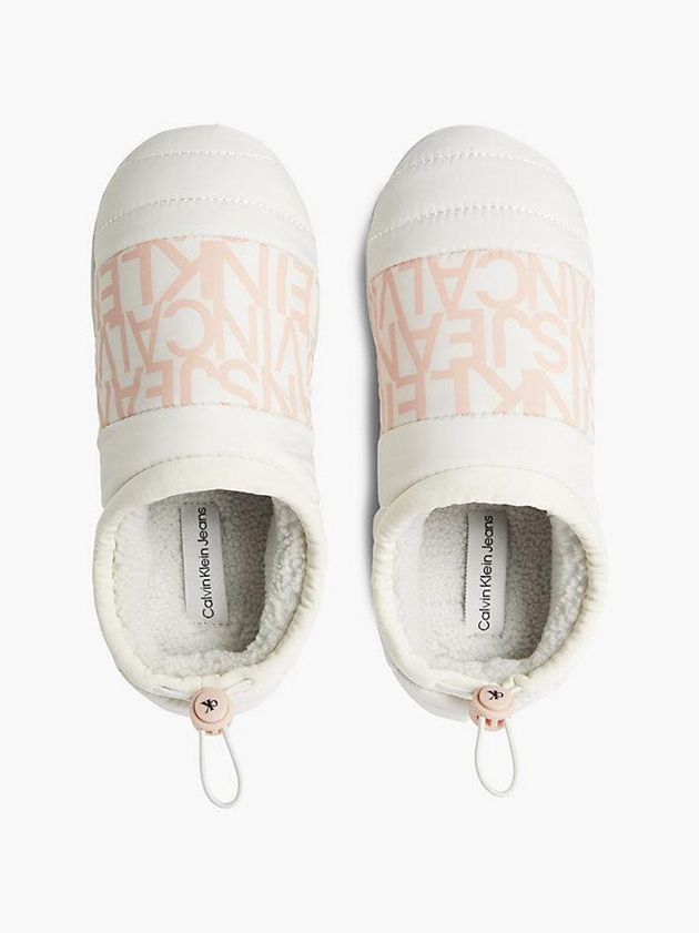 White Calvin Klein Recycled Quilted Women Slippers | JAQW-36924