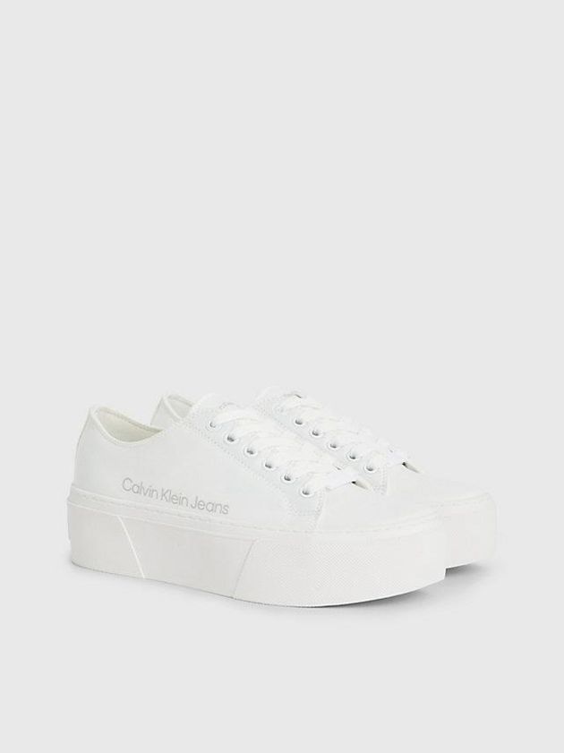 White Calvin Klein Recycled Satin Platform Women Sneakers | EVAQ-64278